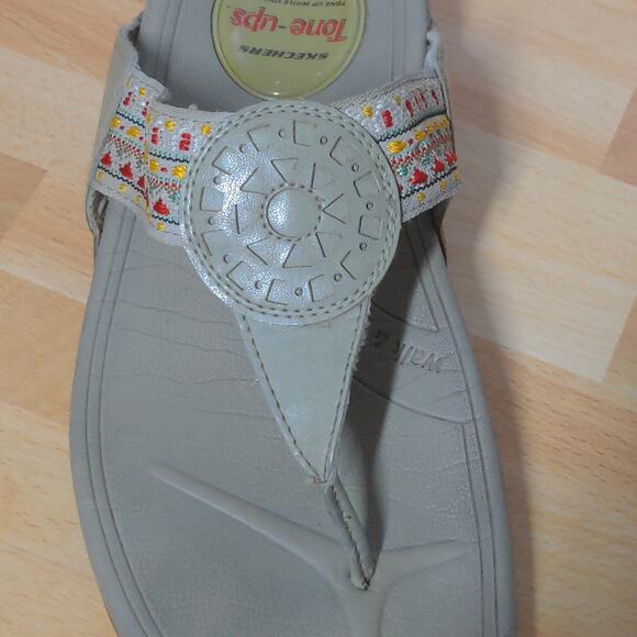 Skechers Natural Cali Tone Ups Sandals Flip Flops Boho Toe Post Thong - Size 9 - Picture 2 of 13